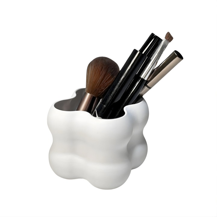 Organizator cosmetice pentru pensule, rujuri si accesorii machiaj, alb