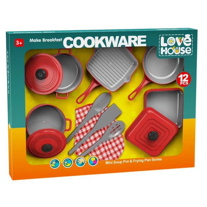 Set de joaca cu tigai si ustensile de bucatarie