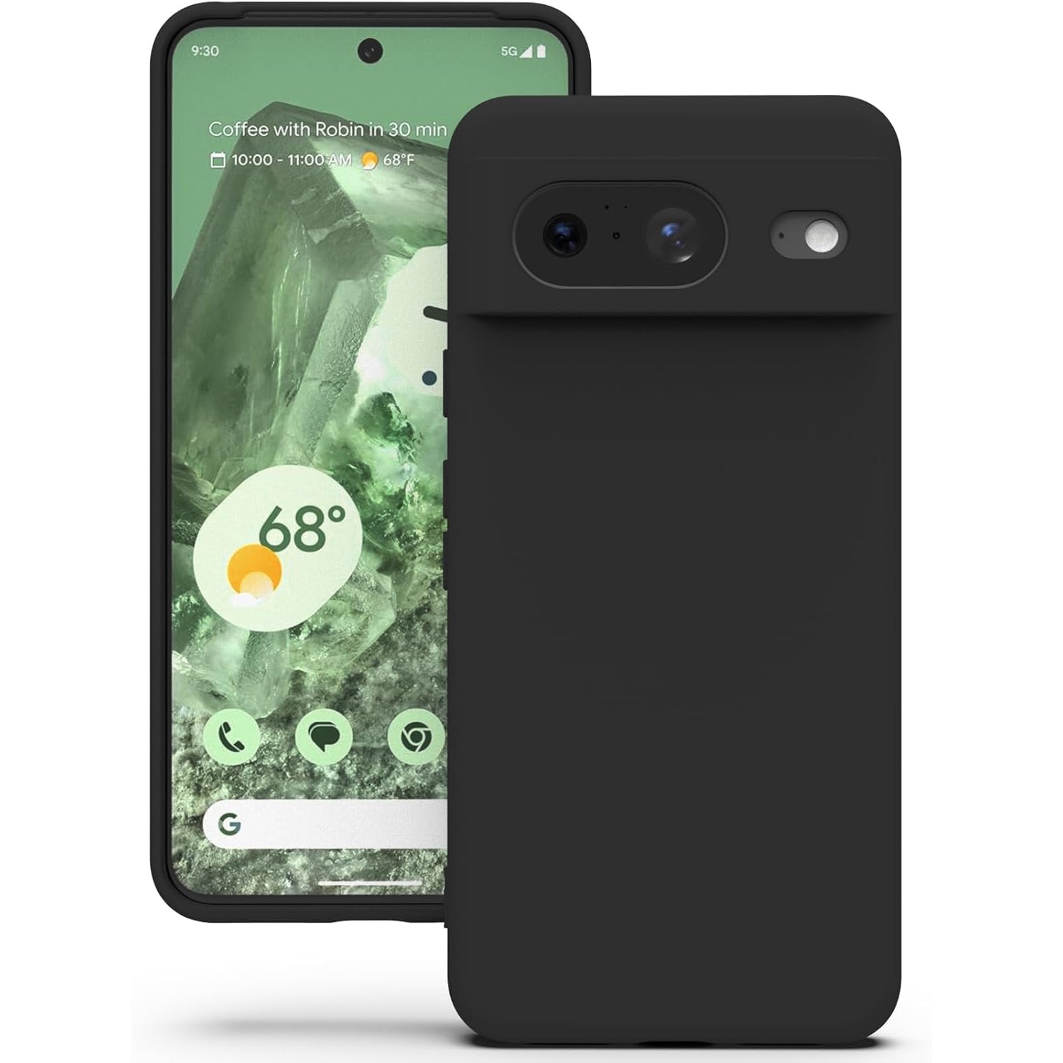BestCase® Husa TPU Ultra Slim + Folie de sticla inculsa, Compatibil cu Google Pixel 8, Negru Royal