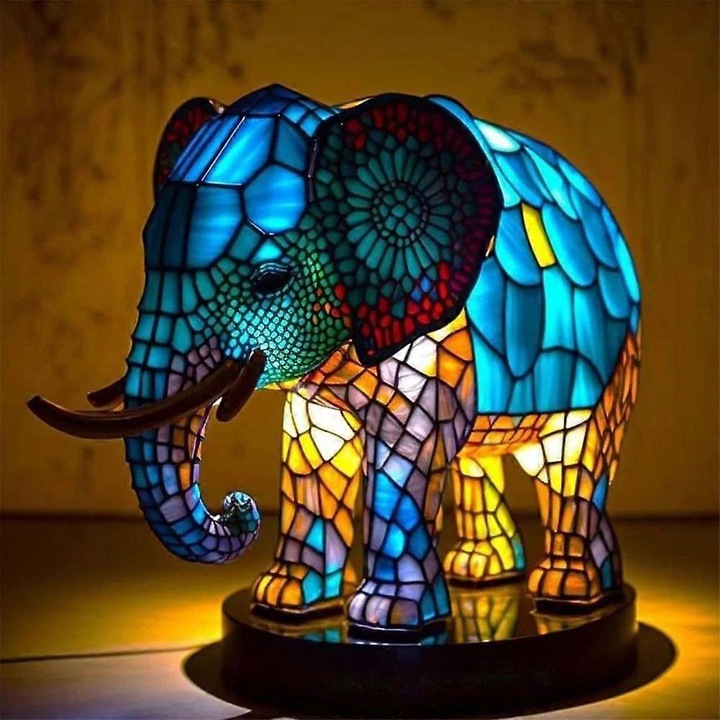 Lampa de birou din rasina, design modern, 15x22.5cm, multicolor, elefant