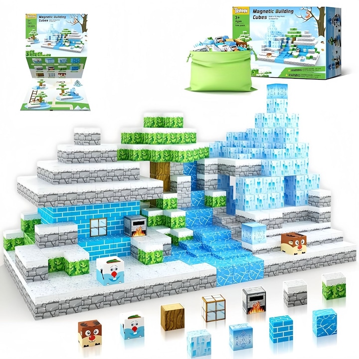 Set blocuri magnetice de constructie, Multicolor