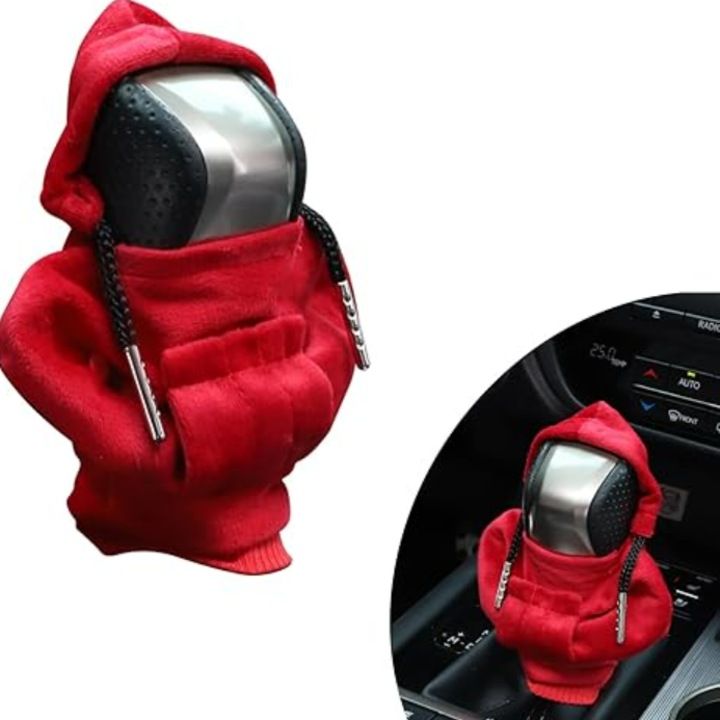 Accesoriu decorativ schimbator de viteze Zola, hanorac, textil, rosu