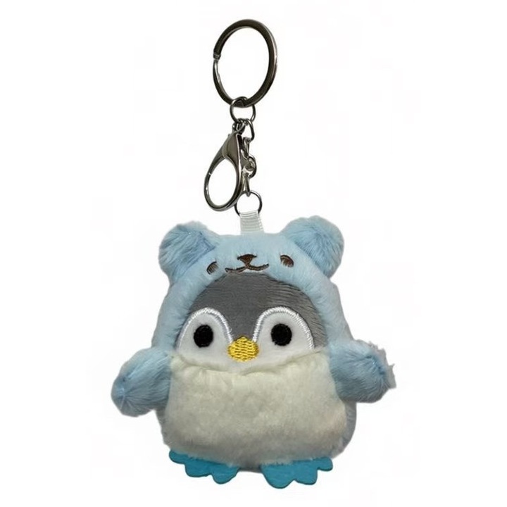 Breloc cu pinguin moale de plus, 8cm, Breloc decorativ, albastru, pentru fete