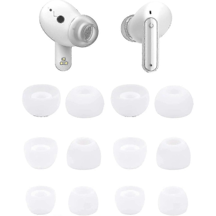 Set de 6 perechi dopuri din silicon pentru casti, alb, dimensiuni S/M/L