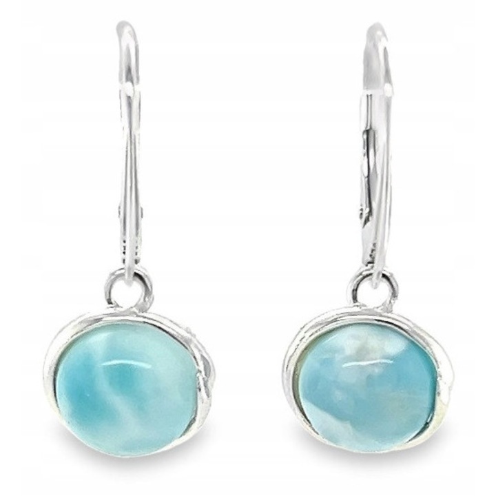 Cercei din argint cu larimar, 29x12mm, albastru, argint 925