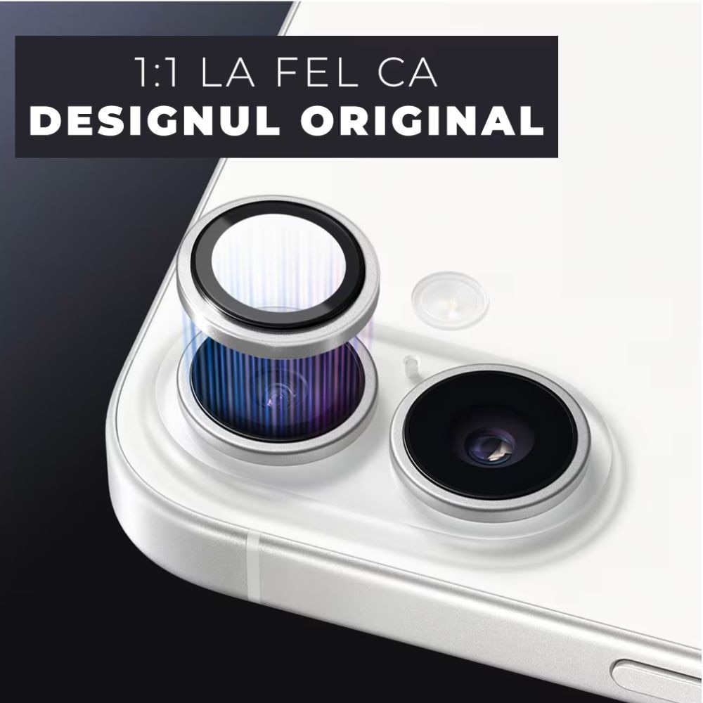 Folie camera foto AF+AR, G-Tech din sticla compatibil cu Apple iPhone 17, Full Cover, Anti Fog, Ultra Rezistenta, High Definition, Silver