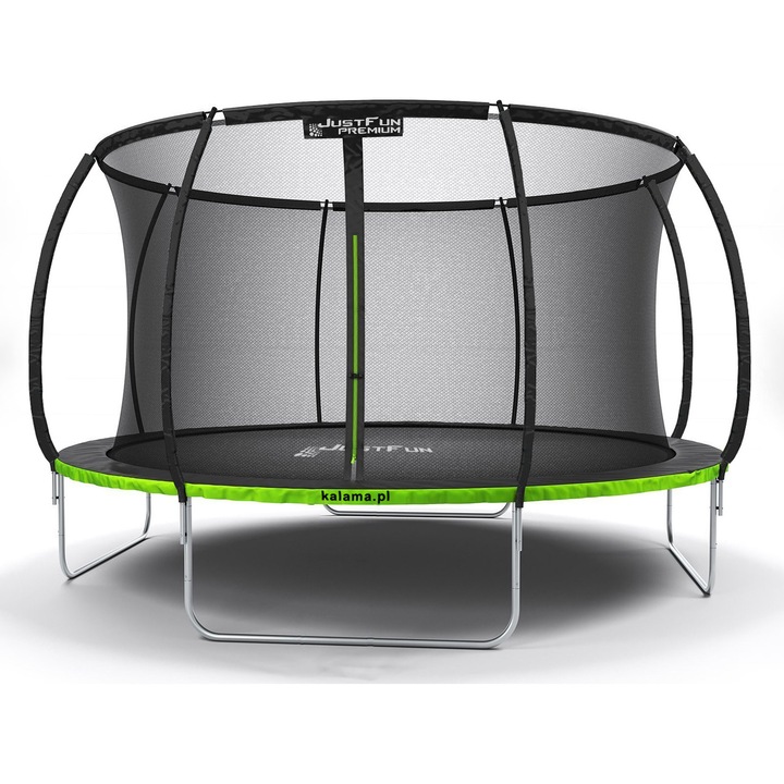 Градински батут Just Fun 12 фута 374 см, черен, с вътрешна мрежа, здрава конструкция