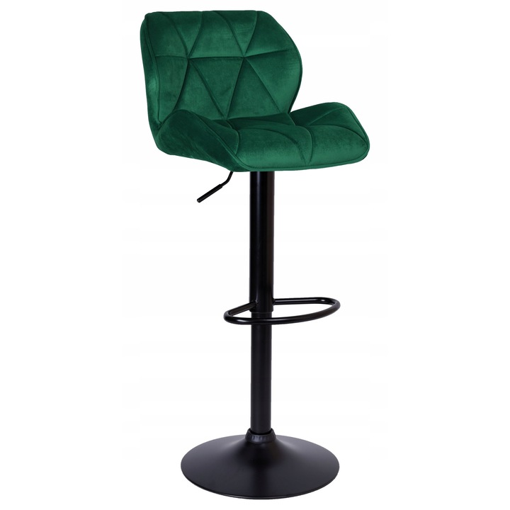 Scaun de bar, Just Sit, cu picior negru, material velvet, inaltime reglabila
