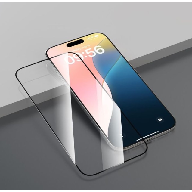 Folie sticla MatTech, Compatibila cu iPhone 16 Pro Max, Lipire pe Toata Suprafata, 9H Protection Technology, Claritate Premium Full HD, Full Glue, Margini Negre