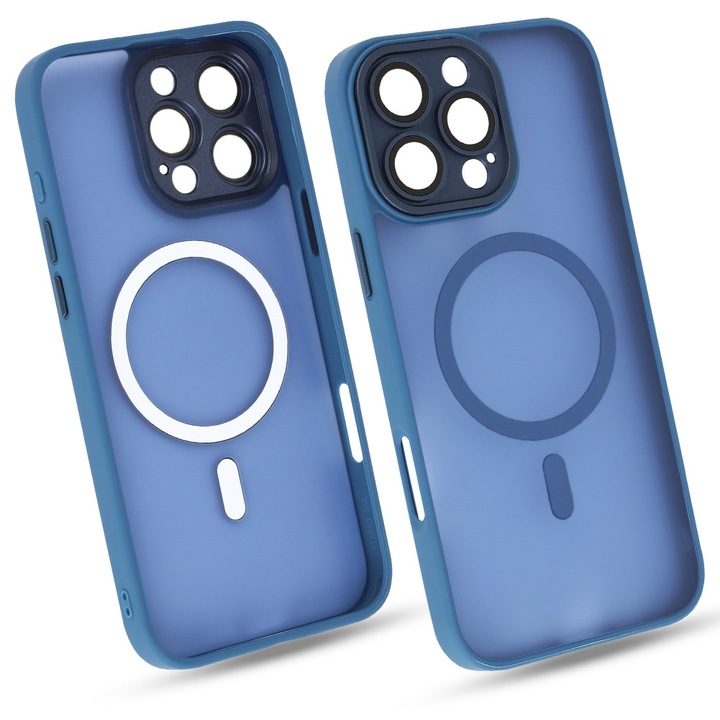 Husa telefon Megara pentru iPhone 16 Pro MAX, mata, antiderapanta, albastra, cu MagSafe