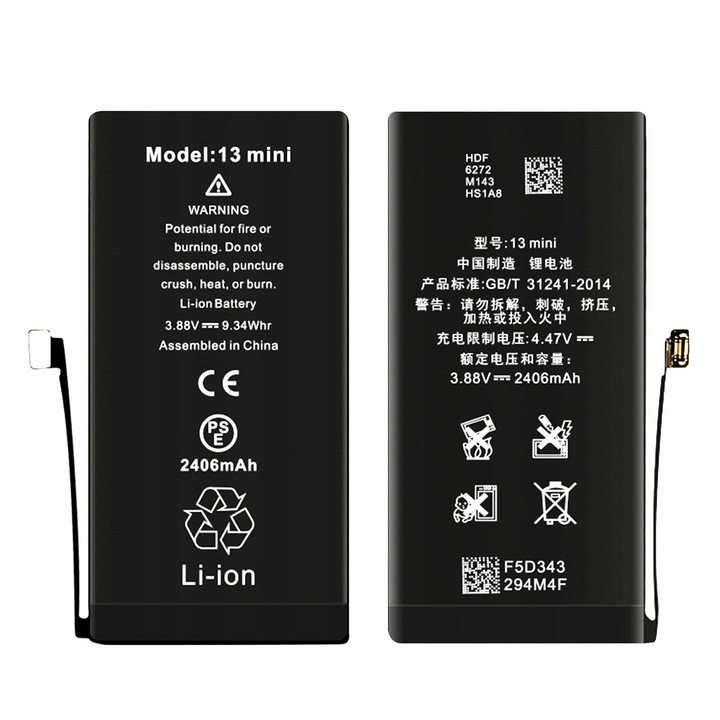 iPhone 13 Mini-vel kompatibilis akkumulátor 2406mAh Üzenet nélkül