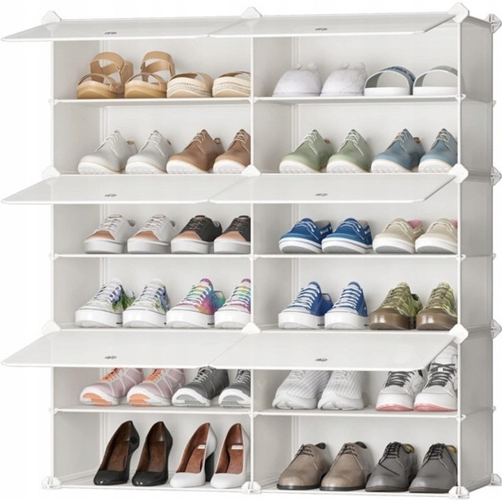 Moduláris cipőtartó szekrény, Azaris, 6 modul, fehér, 80x32x92cm