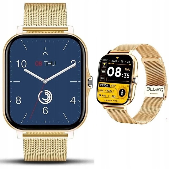 Smartwatch D18, elegant, cu bratara metalica si silicon, functii sport, waterproof IP67, 1.69"