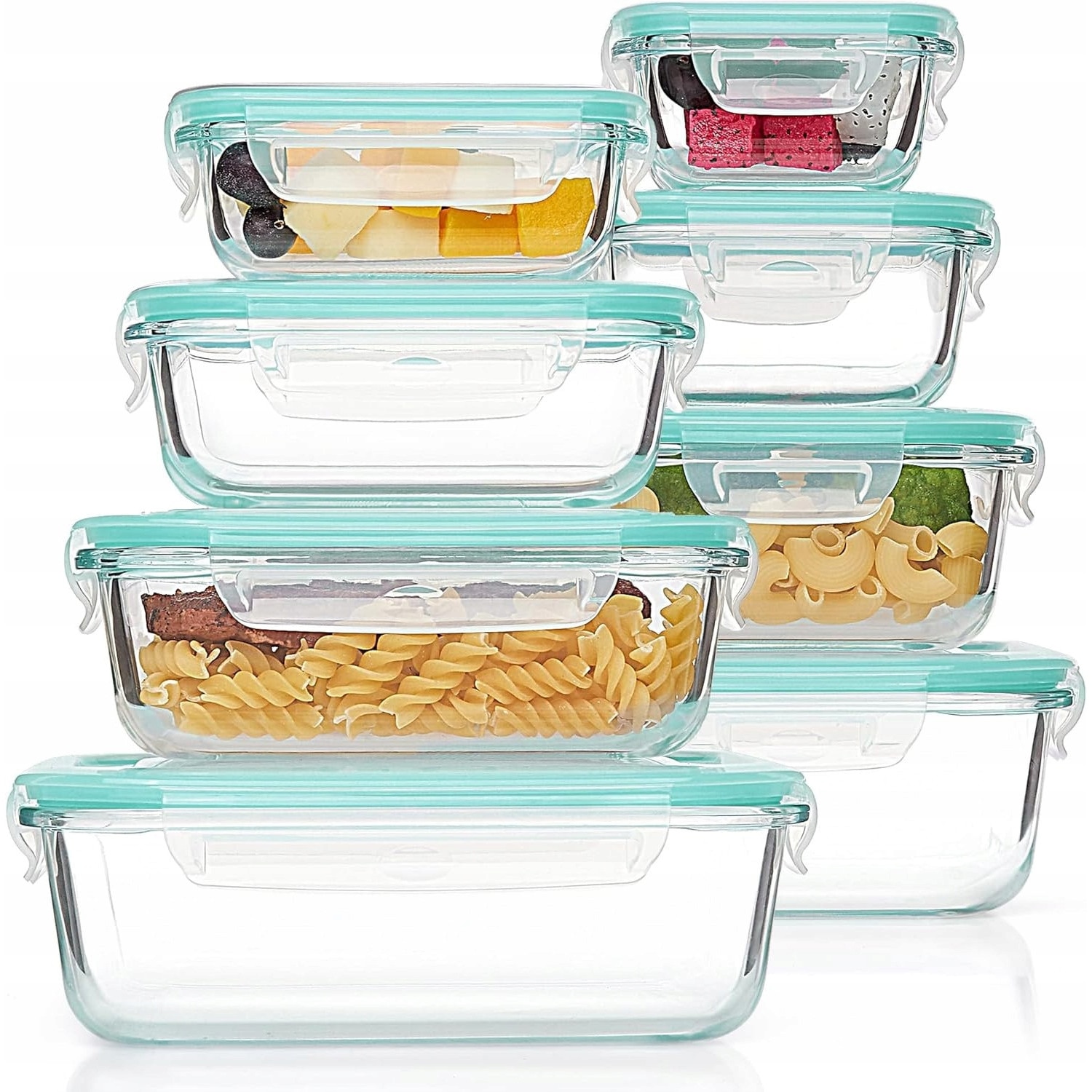 Set caserole 8 compartimentate din sticla, Cutii alimentare