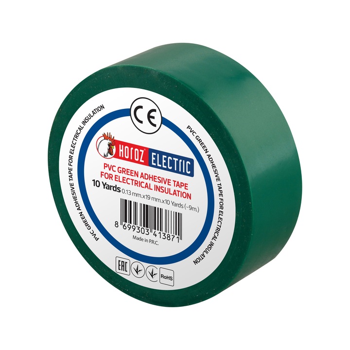 Banda izolatoare PVC Horoz 19mm x 9m verde – Pentru cabluri electrice si reparatii auto