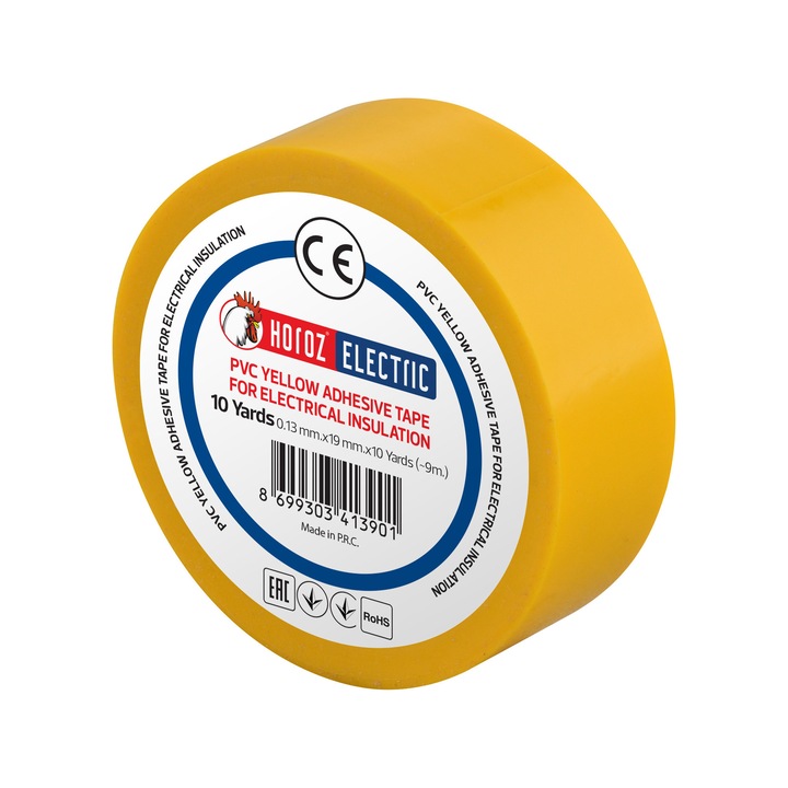 Banda izolatoare PVC Horoz 19mm x 9m galben – Pentru cabluri electrice si reparatii auto