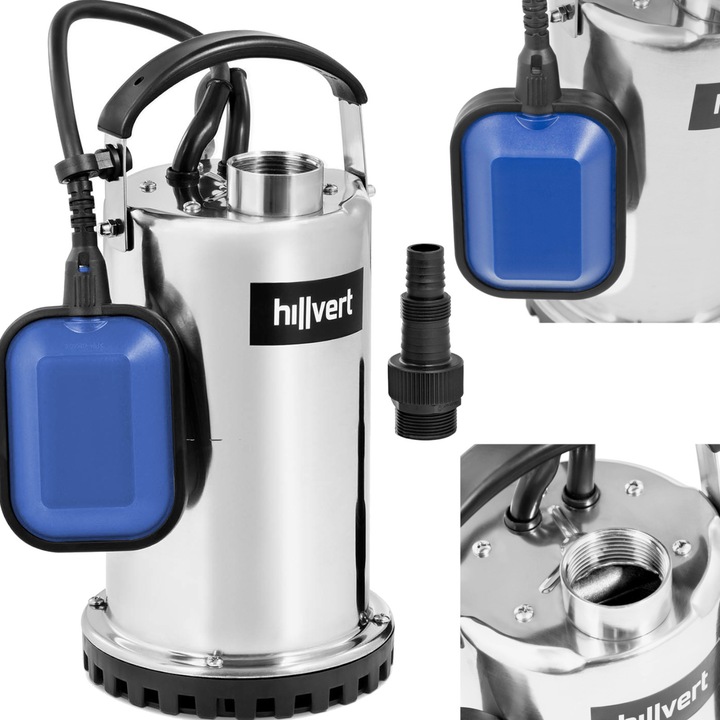 Pompa submersibila Hillvert, 750 W, debit 11 m3/h, adancime 7 m, inox