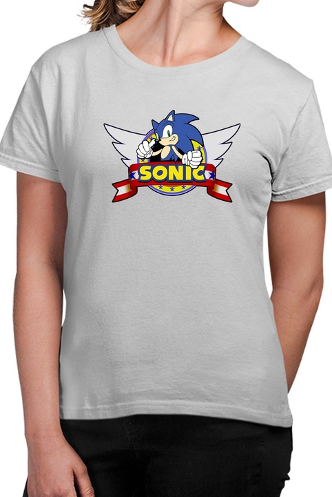 Tricou dama SONIC the Hedgehog OPT Sonic 10, Gri melange