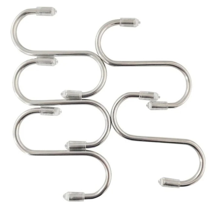 Carlige metalice, argintii, 5 buc, S, 3.5x7cm