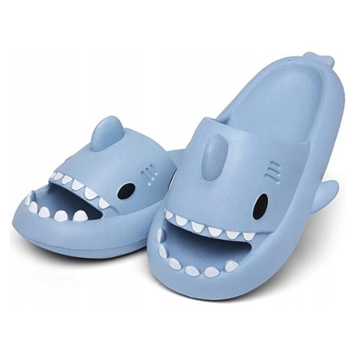 Gyermek papucs, Pan i Pani Gadżet, Shark modell, csúszásmentes, kék, 33-34-es méret