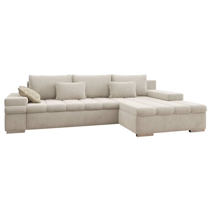 Coltar rabatabil Kanton Premium dreapta, MIRJAN 24, bej deschis + latte, 175x310x83 cm