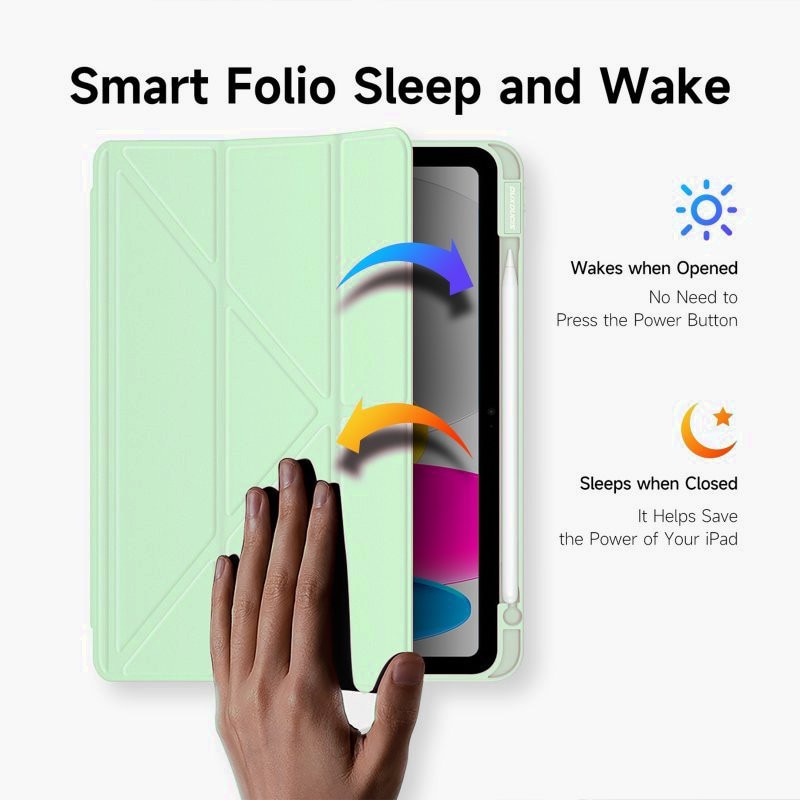 Husa Trifold Magnetica pentru Samsung Galaxy Tab S10 Lite / S10 FE 10.9" (2025), Smart Cover, Suport Stylus - Mint Green