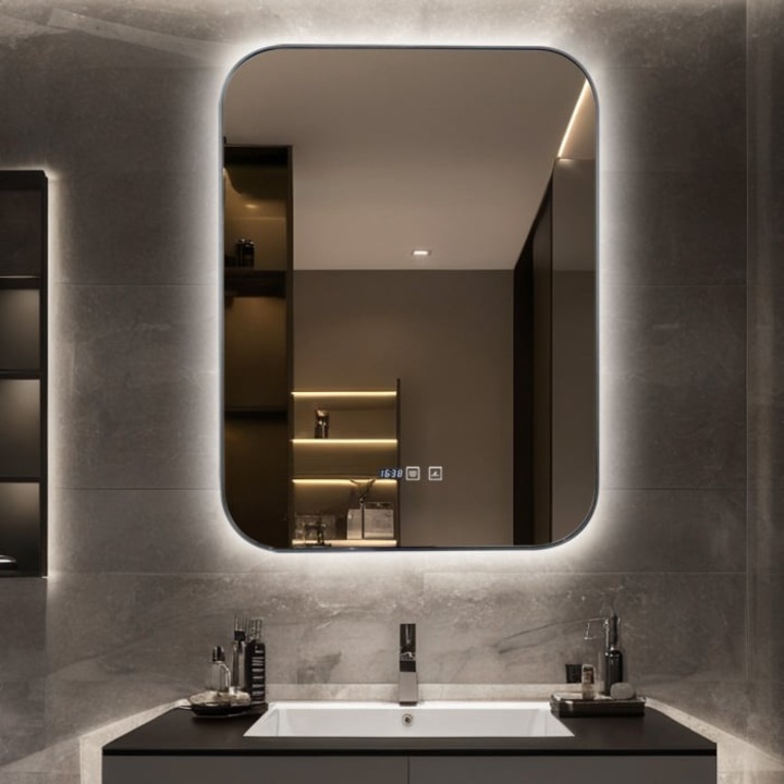 Oglinda LED cu Dezaburire, Ceas si Termometru Miral