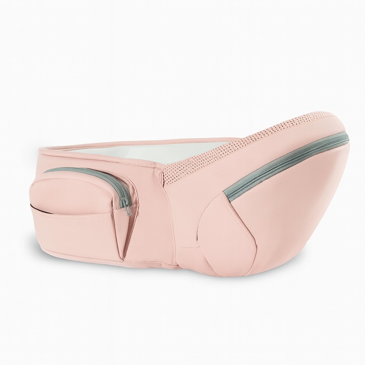 Marsupiu tip centura, suport lombar parinti, ajutor pentru carat bebelusi, tip scaunel, roz