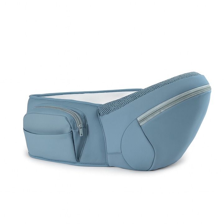Marsupiu tip centura, suport lombar parinti, ajutor pentru carat bebelusi, tip scaunel, albastra