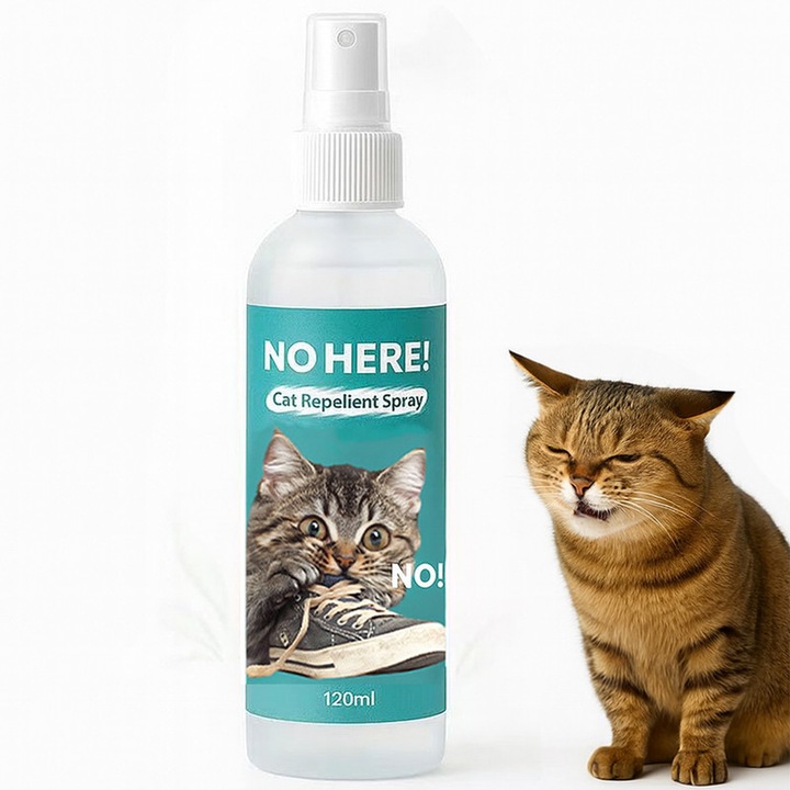 Spray de Indepartat si Antrenat Pisici, 120ml - Cu extracte naturale, Protectie pentru mobila si casa, Ideal pentru cei care se tem de pisici, Rezultat rapid