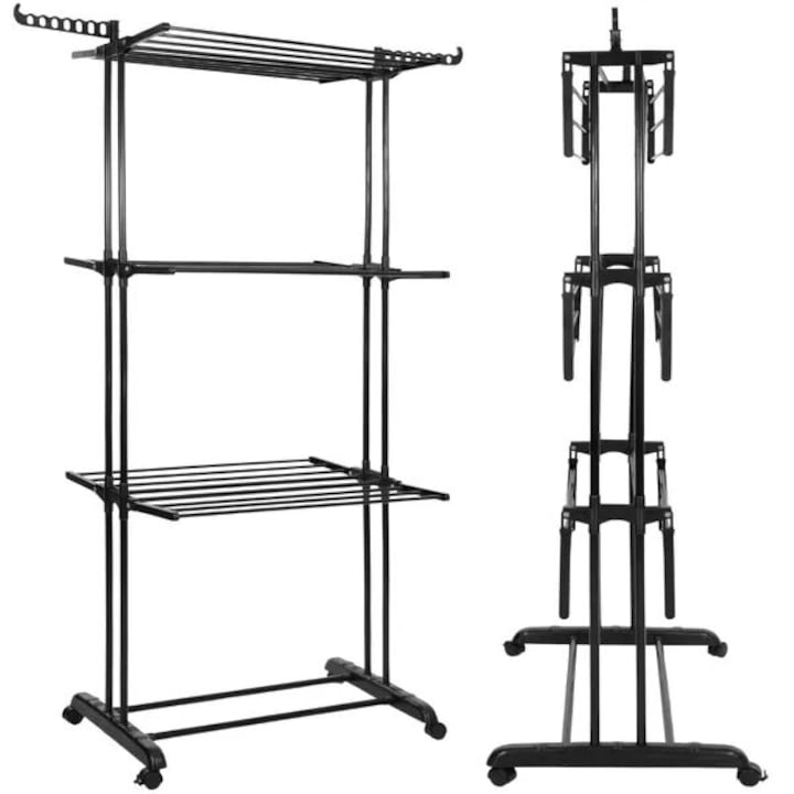 Uscator de rufe rulant pe 3 niveluri, 17 m suprafata de uscare, 10 kg