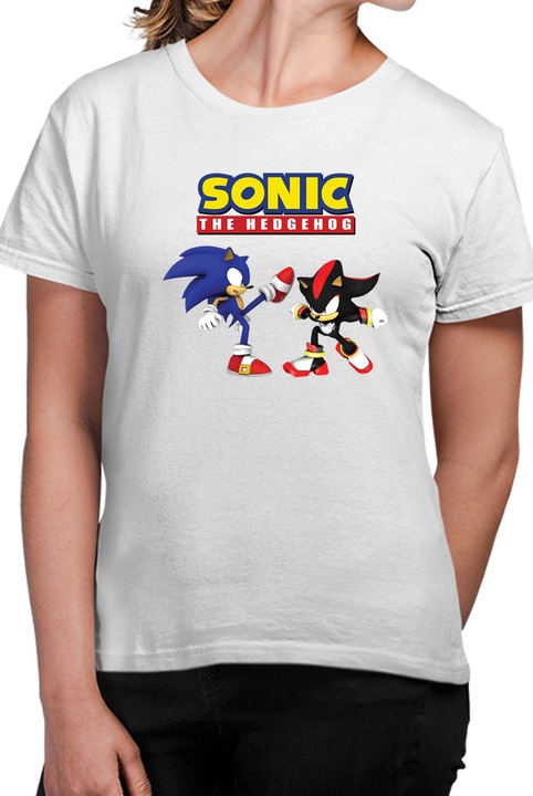 Tricou dama SONIC the Hedgehog OPT Sonic vs Shadow 02, Alb