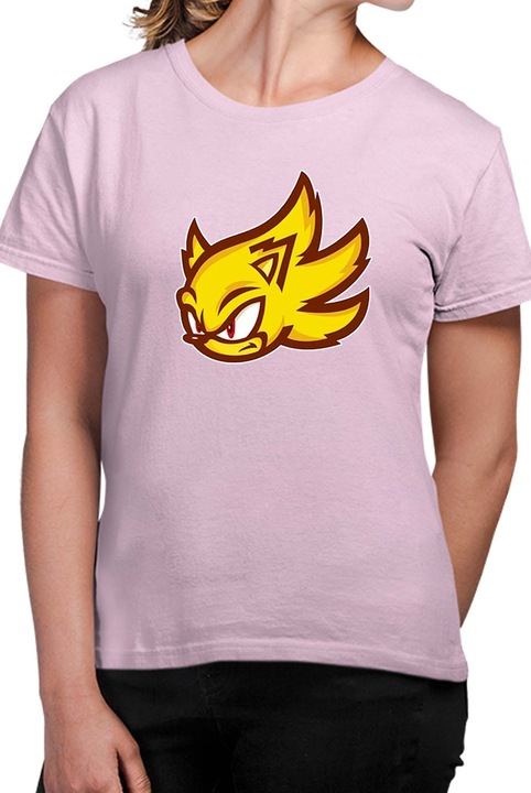 Tricou dama SONIC the Hedgehog OPT Super Sonic Face, Roz pal