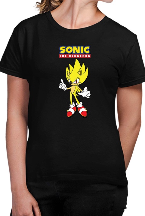 Tricou dama SONIC the Hedgehog OPT Super Sonic, Negru