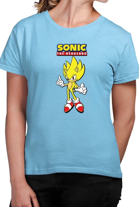 Tricou dama SONIC the Hedgehog OPT Super Sonic, Albastru deschis