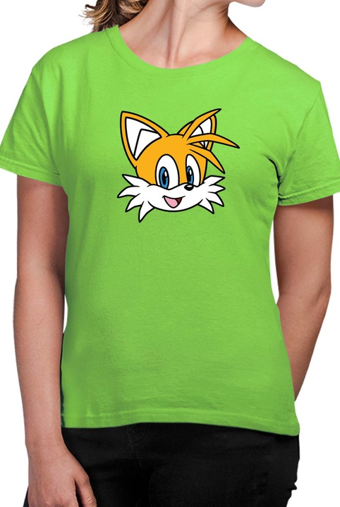 Tricou dama SONIC the Hedgehog OPT Tails Face, Verde menta