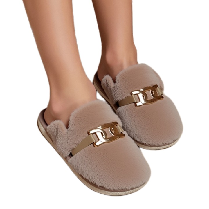 Пухкави домашни чехли A-648 кафяви 121849, Кафяв, 36-37