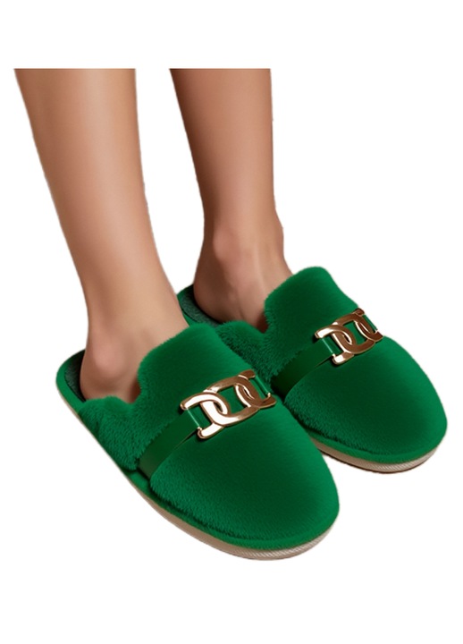 Papuci de casa pufosi A-648verde 121852, Verde, 40-41
