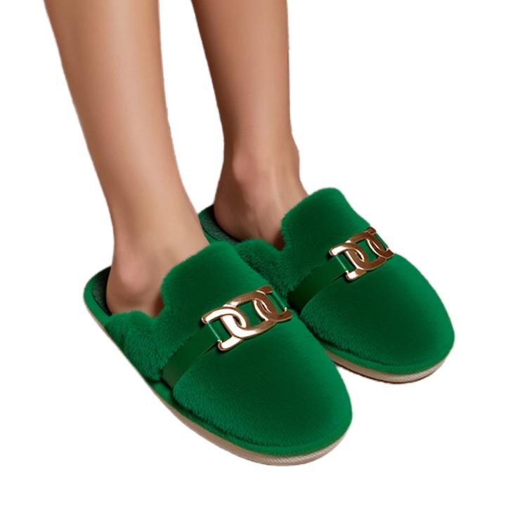 Papuci de casa pufosi A-648verde 121852, Verde, 40-41