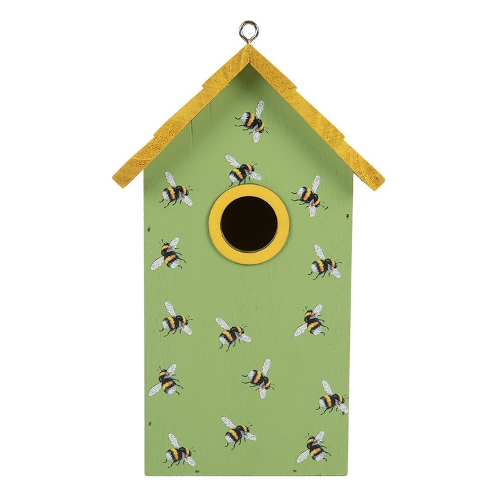 Többszínű madárház, fa, 15x10x22 cm