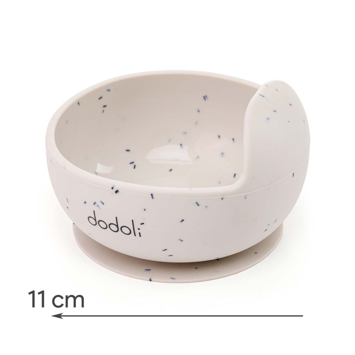 Bol antiderapant Dodoli din silicon cu ventuza si lingurita pentru bebelusi, Stardust