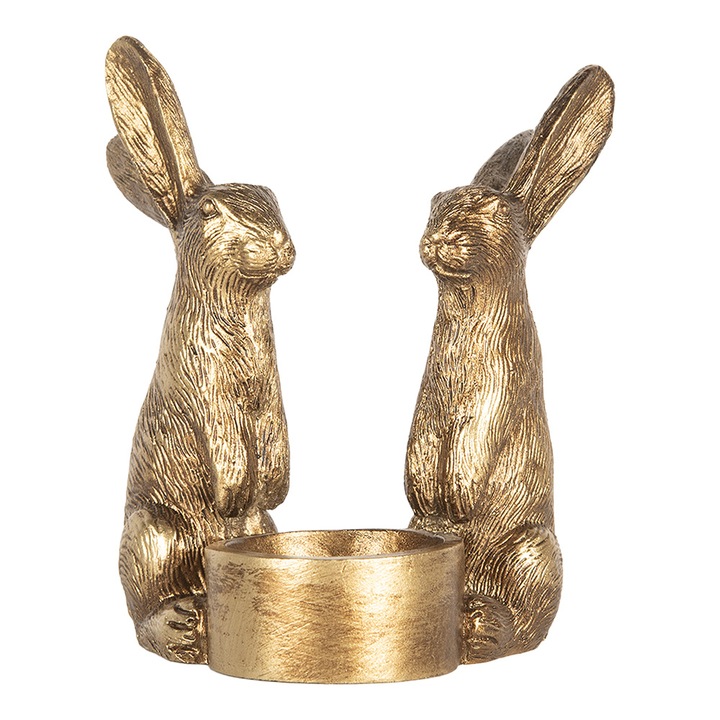 Figurina Iepurasi Paste polirasina aurie 10x8x12 cm