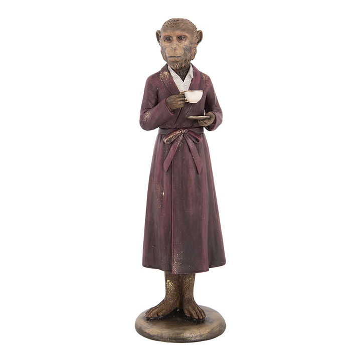 Többszínű polirezin majom figura, 9x8x28 cm