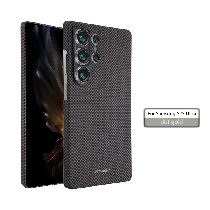 Калъф Aramid PTK за Samsung S25 Ultra (S938), кевларени влакна, с MagSafe, тъмно кафяв