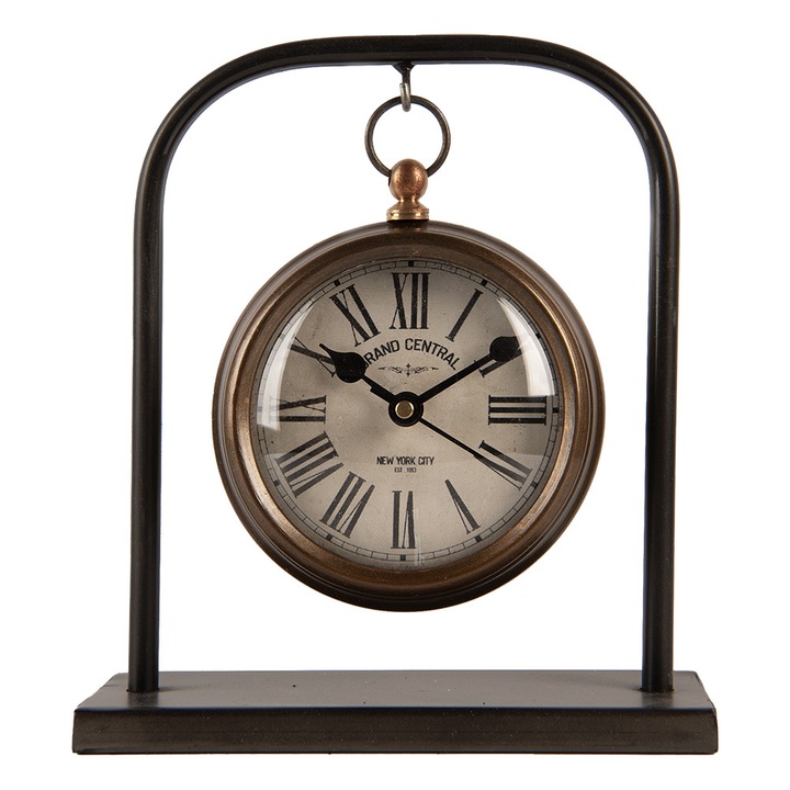 Ceas masa metal maro crem 14x5x16 cm