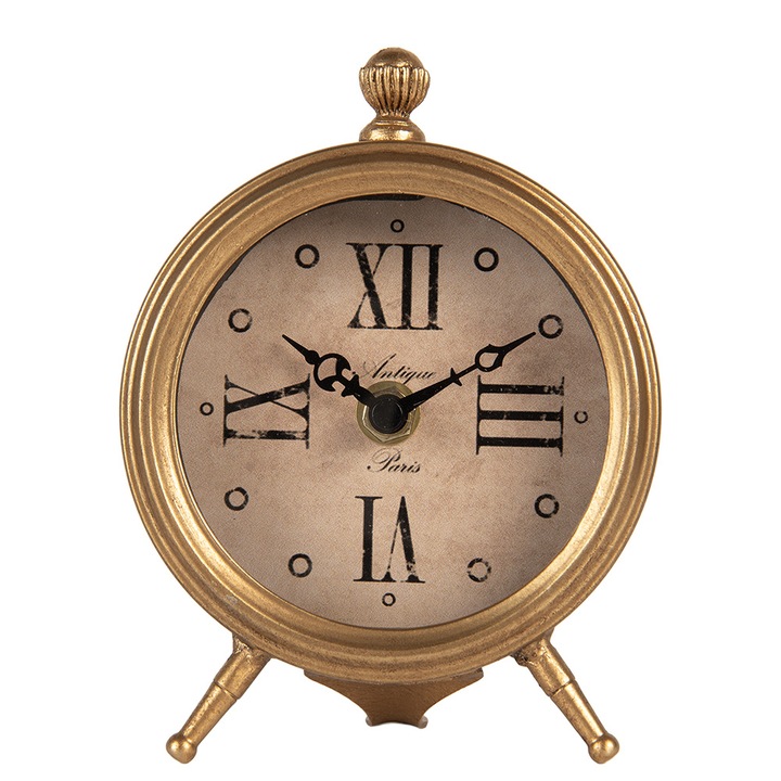 Arany fém asztali óra 11x5x15 cm
