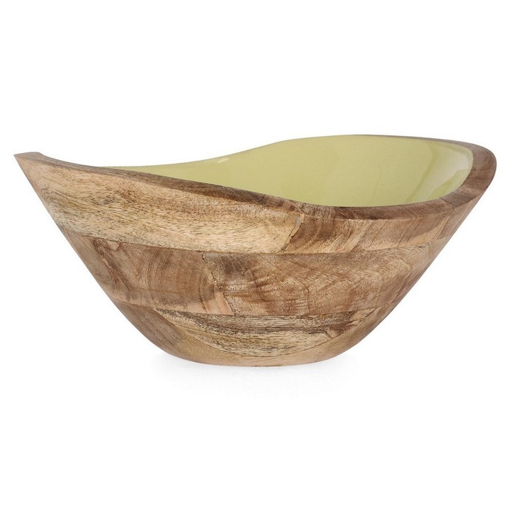 Комплект 2 купи от мангово дърво с жълт емайл Thara 24x21x11h