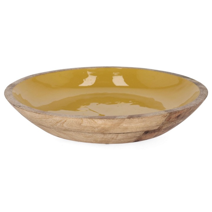 Комплект от 2 купички от мангово дърво с оранжев емайл Thara Ø38x7h