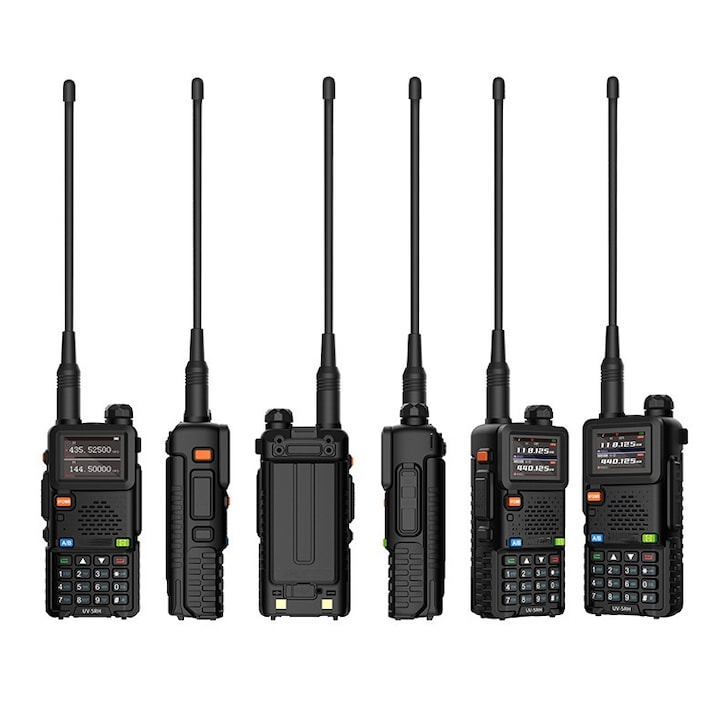 Radio Portabil, Banda Dubla UHF/VHF, Putere De Iesire 10 W, Baterie 2500 MAh, 999 Canale, Durata De Viata Extinsa A Bateriei, Comunicare Pe Distante Lungi, Transmisie Vocala De Inalta Definitie, Anulare Ecou, Rezistent La Apa, Negru