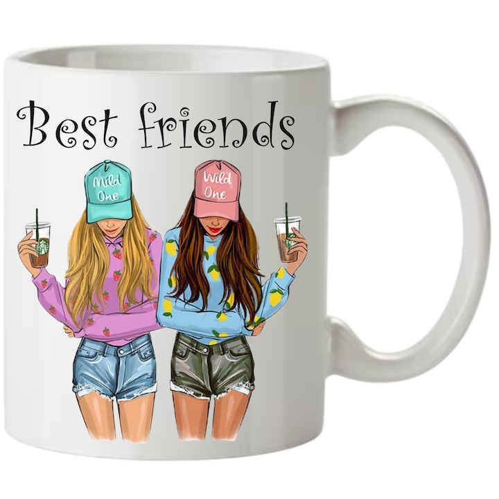 Cana personalizata Best Friends, ceramica, alb, 330 ml